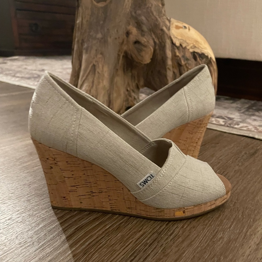 Toms Natural Crosshatch Classic Wedge Sandals